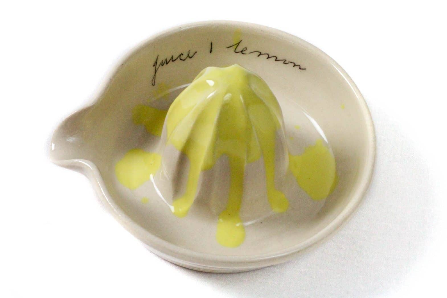Squeeze me squeeze me.  Beautiful lemon juicer from Alice Funge. Juice your lemons.
