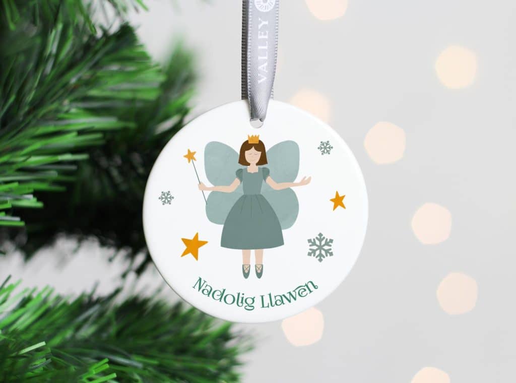 ceramic christmas tree decoration printed with a fairy from the nutcracker suite