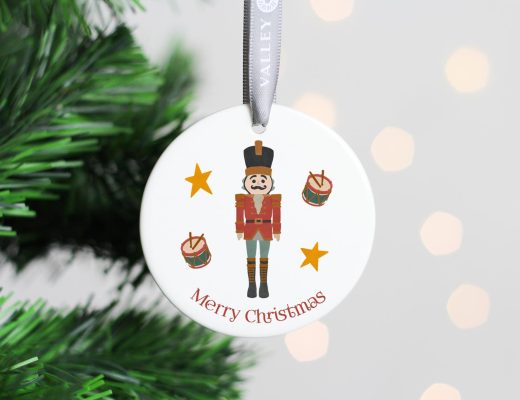 ceramic christmas decoration with a cute imade of a nutcracker soldier