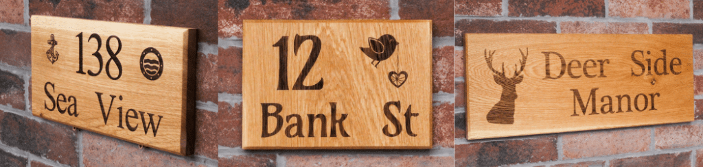 nautral and rustic french oak house sign