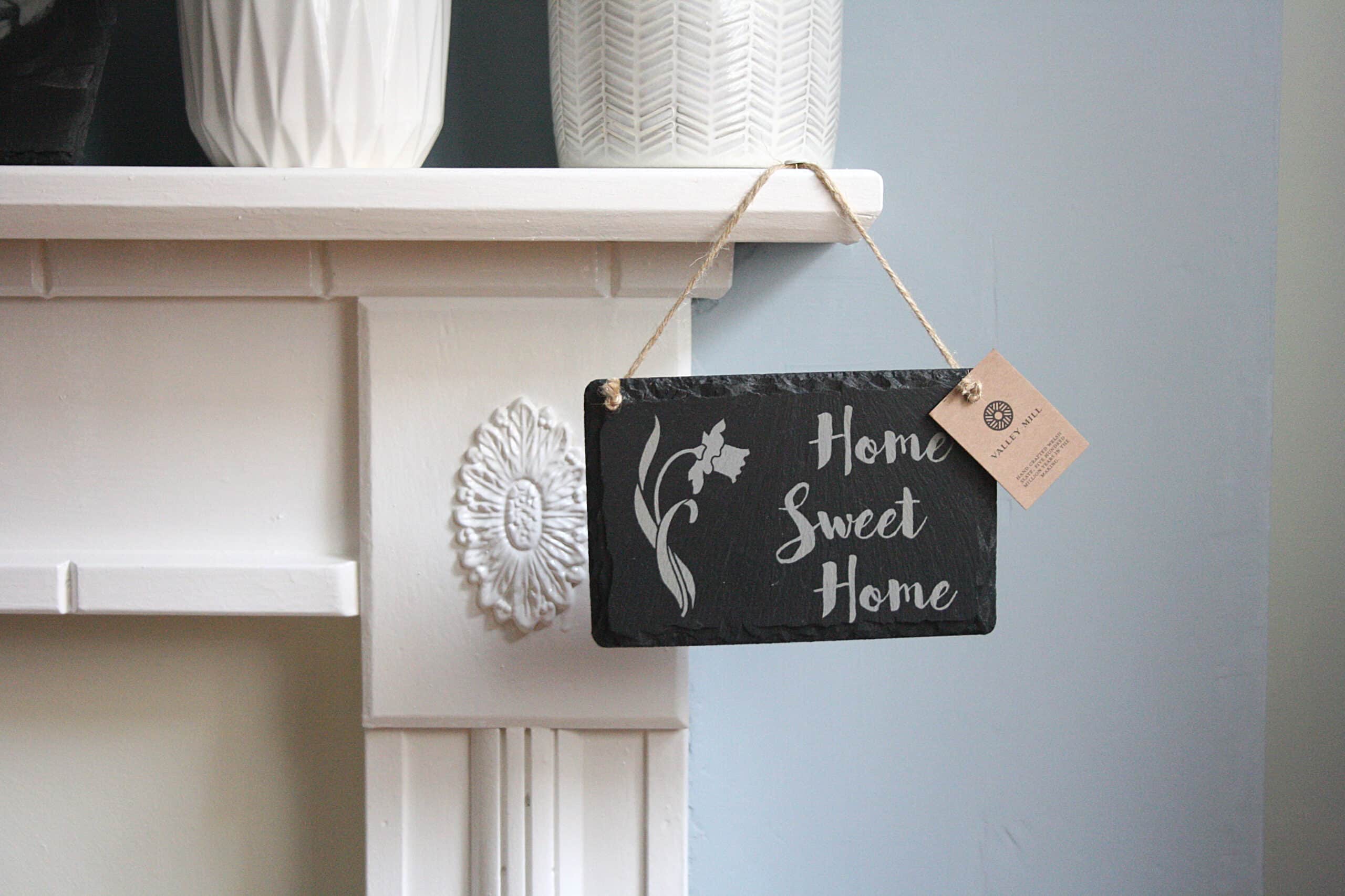 Welsh Slate 'Home Sweet Home' hanging sign