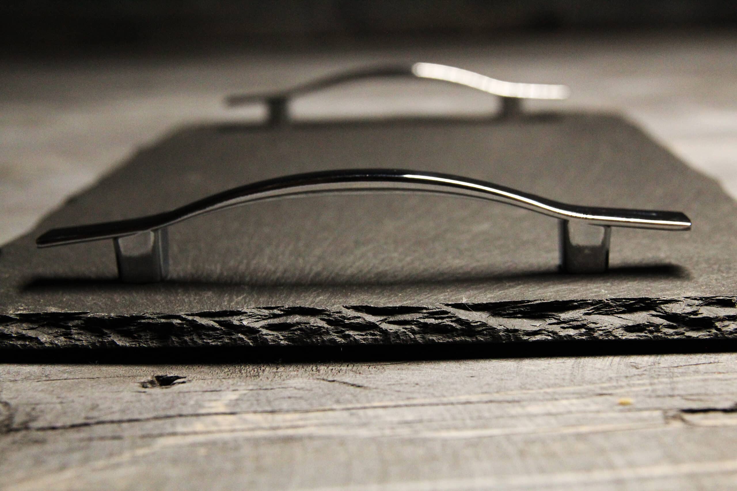 Welsh Slate Chrome Handle Serving Tray