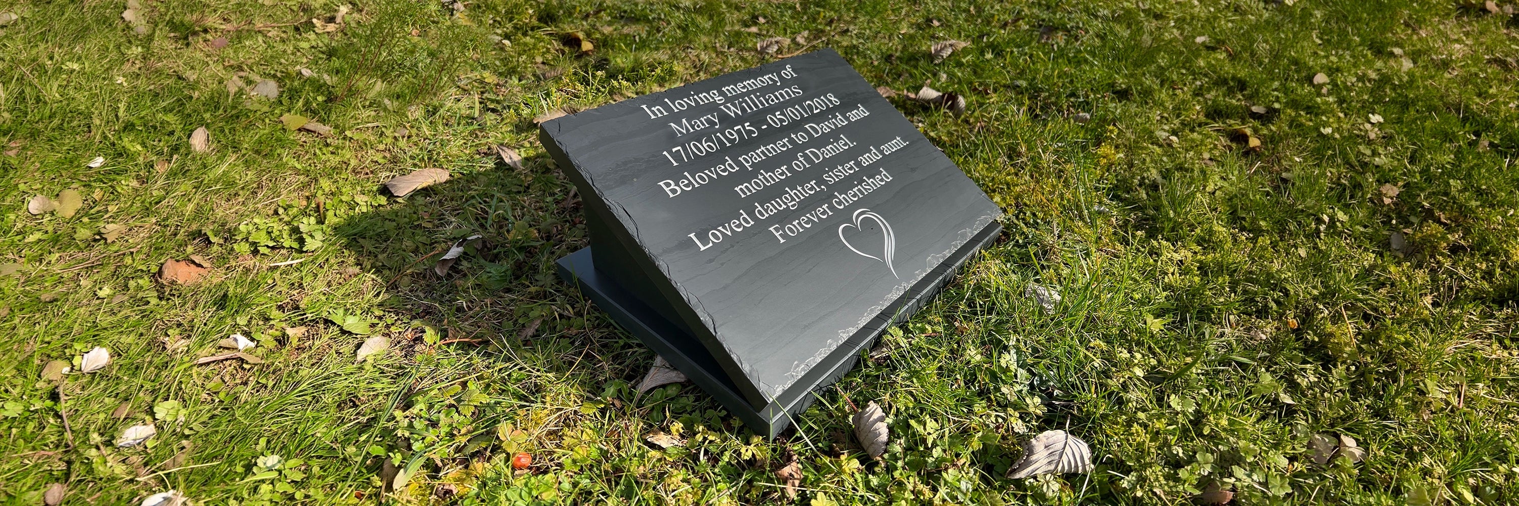 Slate Memorial with Silver Deep Engraved Writing