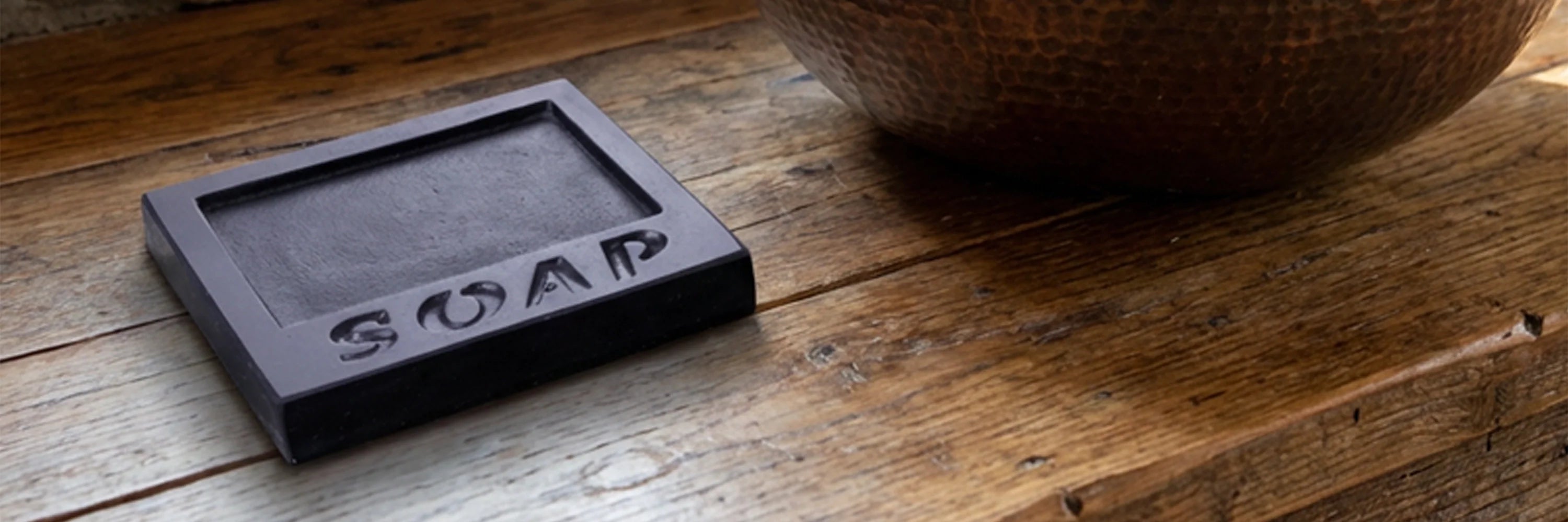 Rectangular Slate Soap Dish, with word 'soap' deep engraved onto it