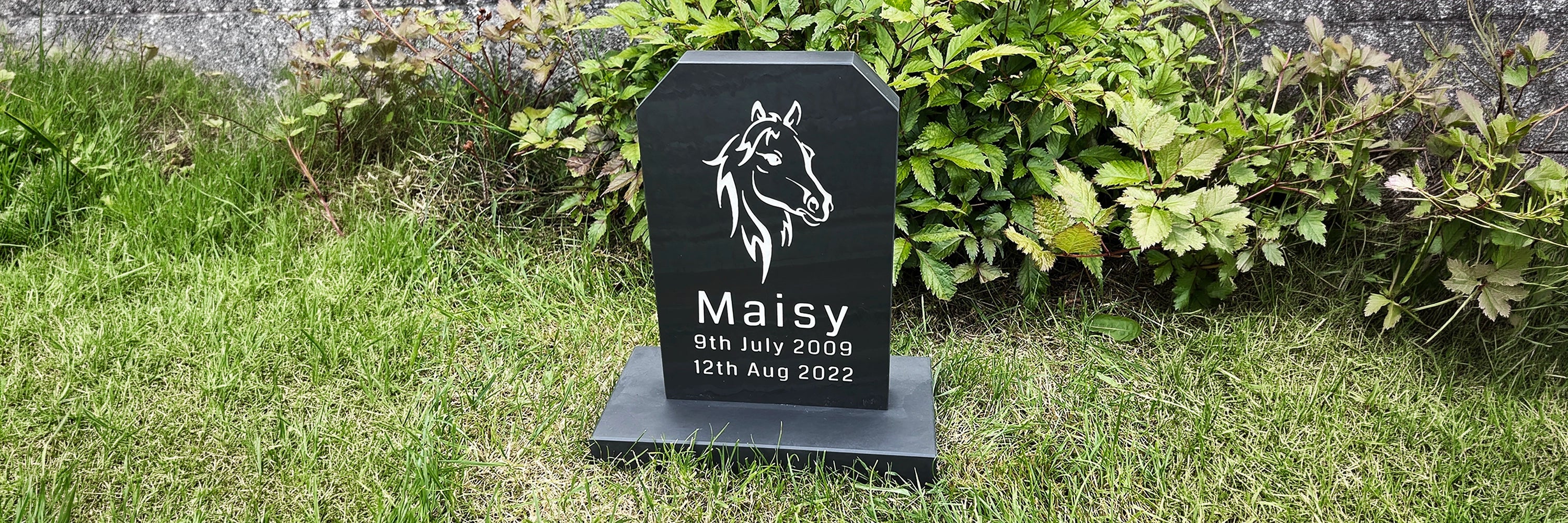 Slate Memorial with Motif and Personalised Text Deep Engraved on to it