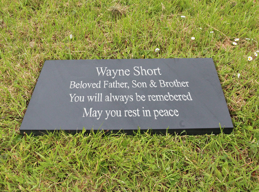 Large Welsh slate flat memorial 300mm x 600mm x 30mm thick