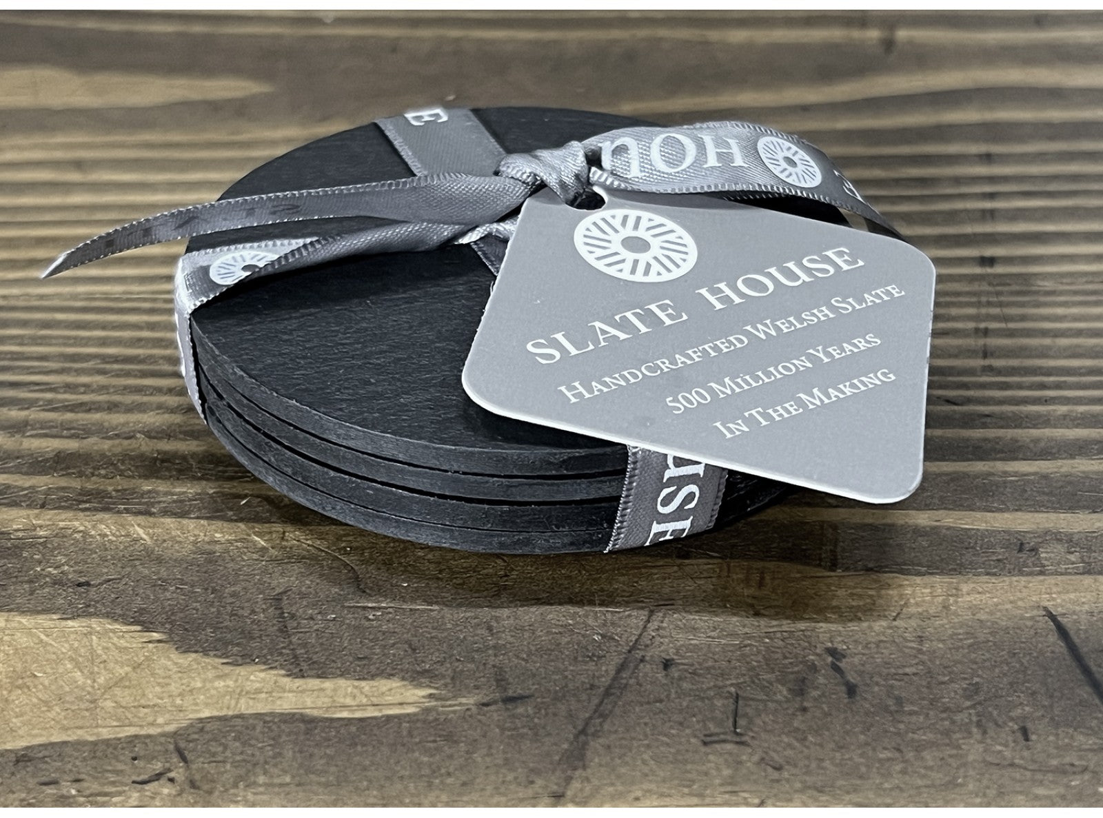 4 x 85mm Round Welsh Slate Coasters