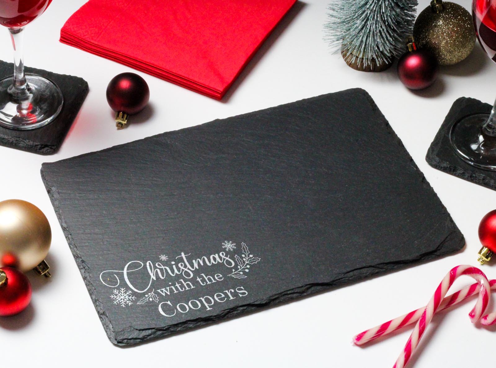 Personalised Welsh slate Christmas cheese board