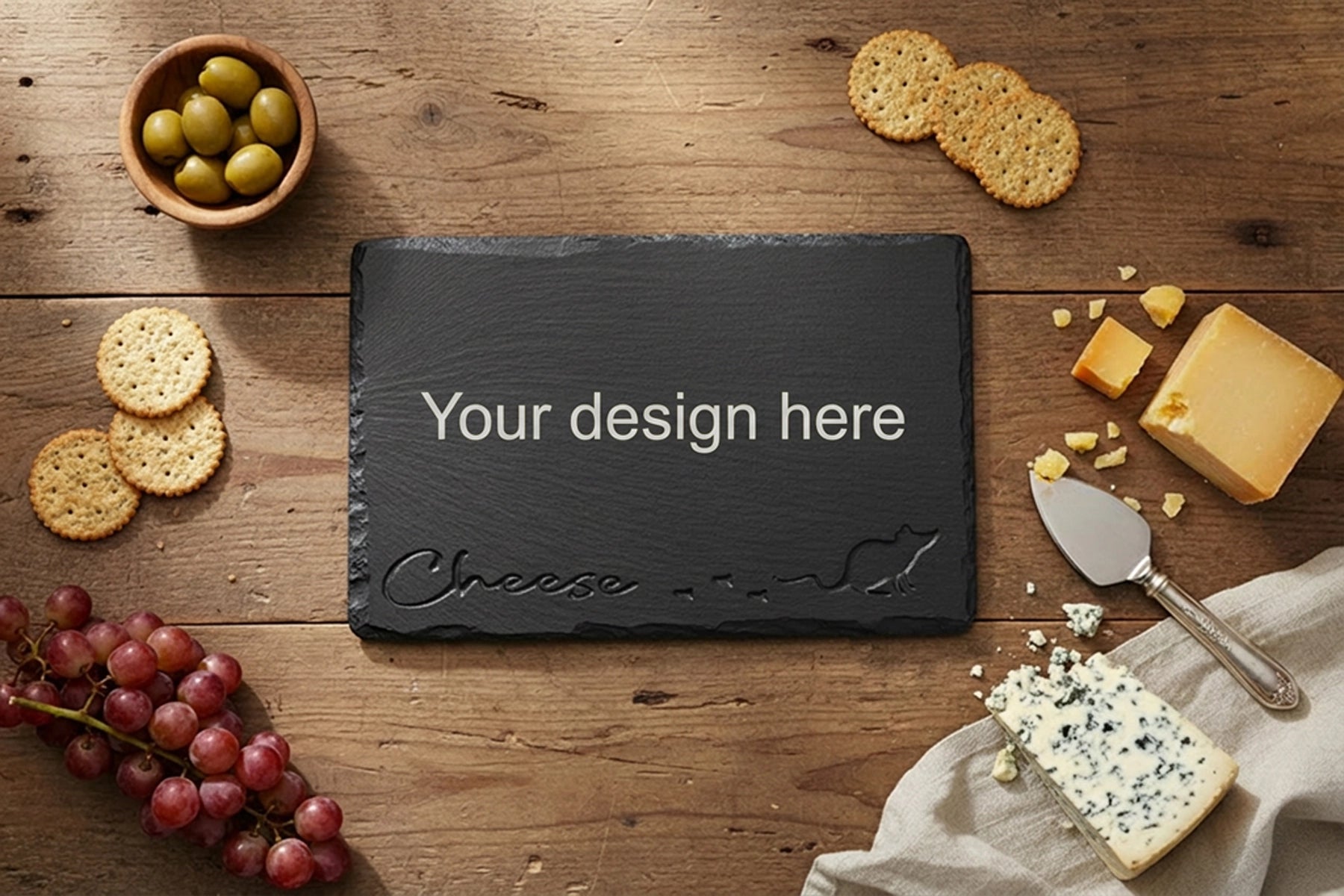 Personalised Welsh slate deep engraved cheese board - Deep Cheese Mouse