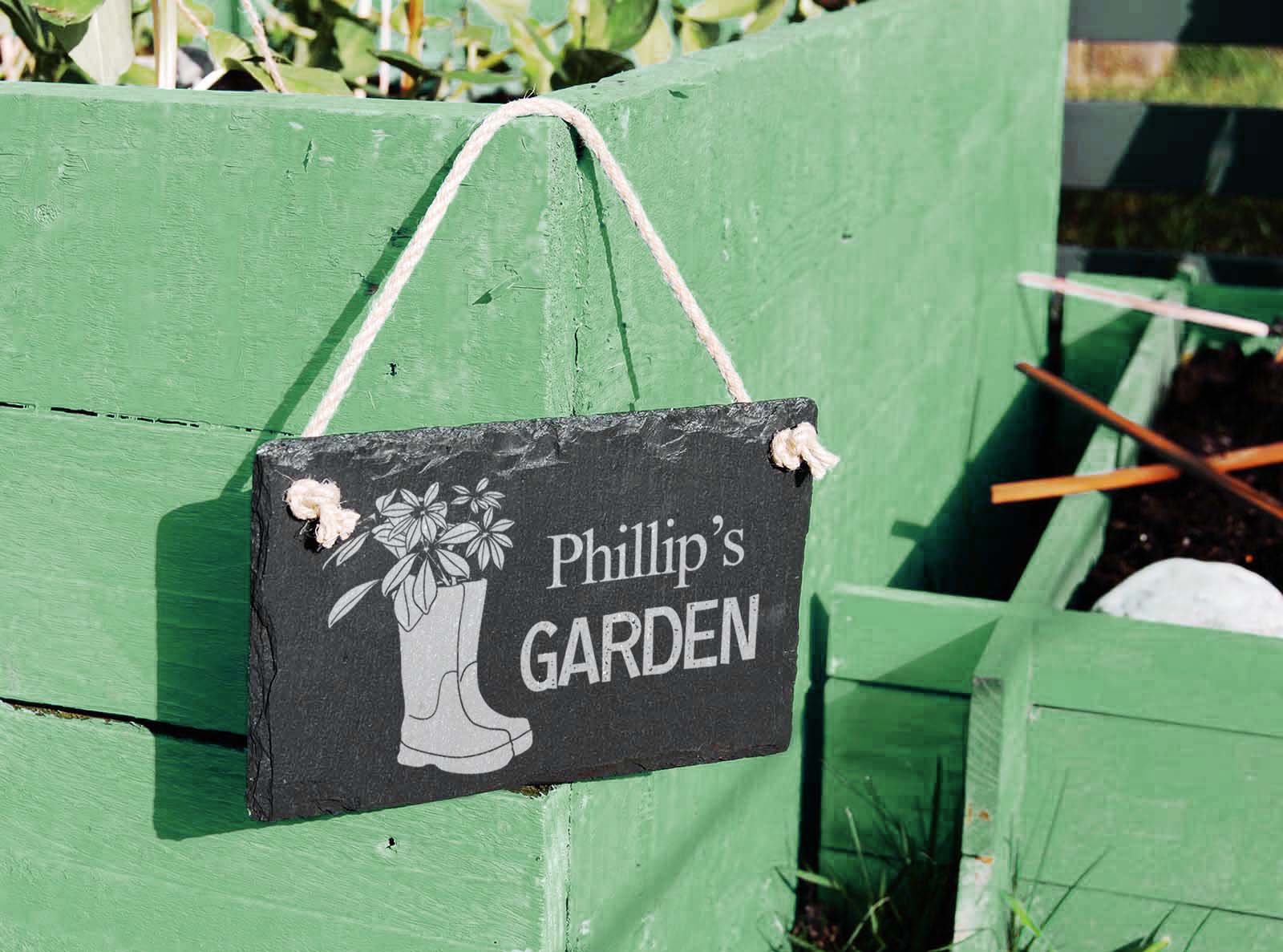 Hand-cut Welsh slate personalised garden sign