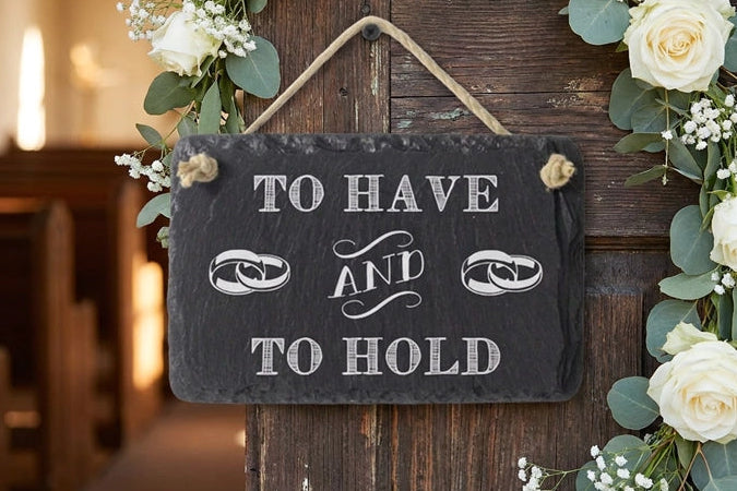 To Have And To Hold Welsh Slate Sign