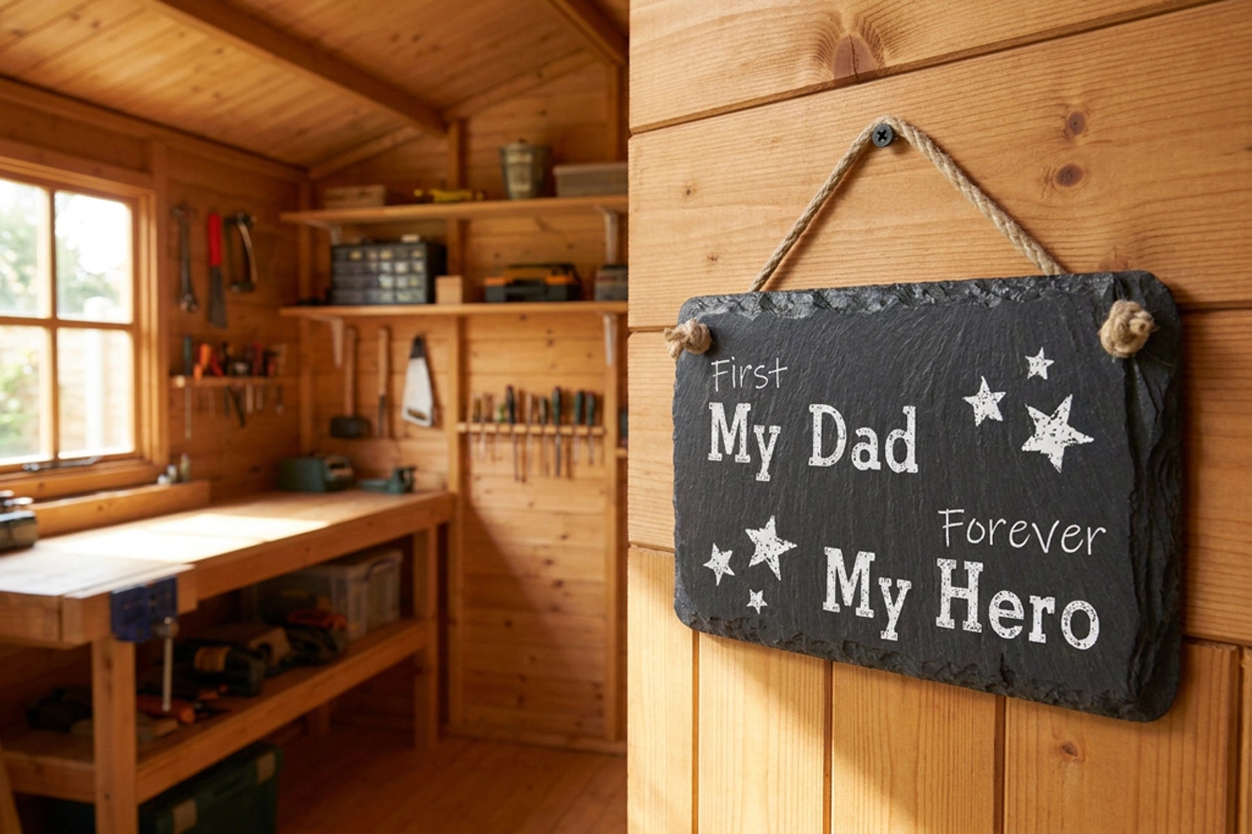 My Dad My Hero Welsh Slate Sign