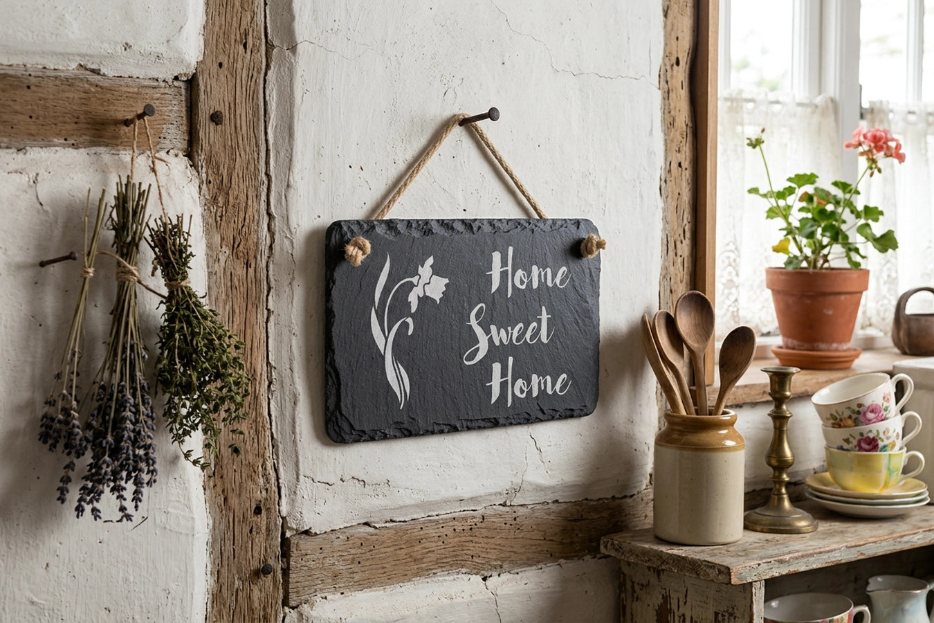 Home Sweet Home Welsh Slate Sign