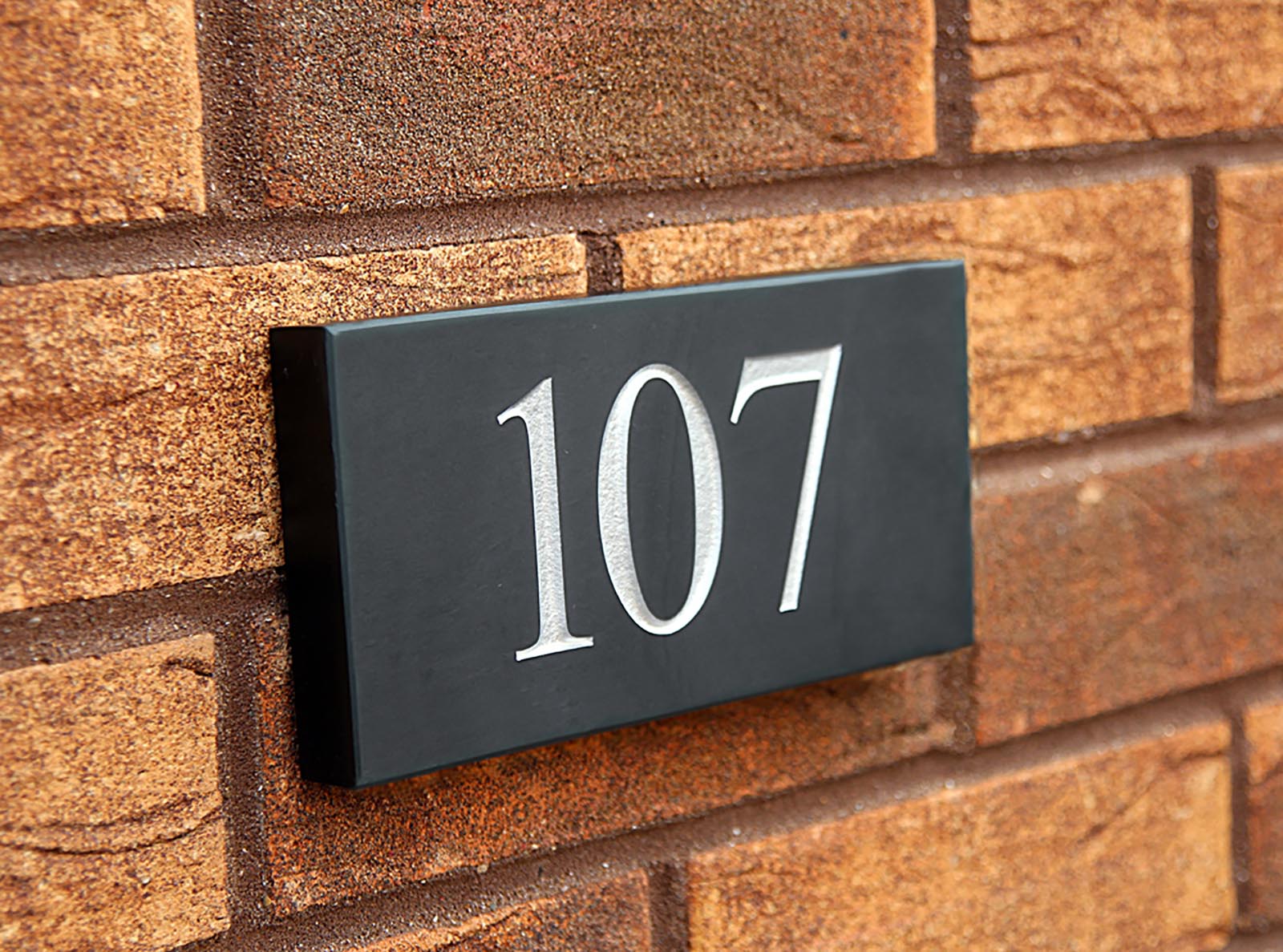 Welsh slate deep engraved polished house sign 100mm x 200mm