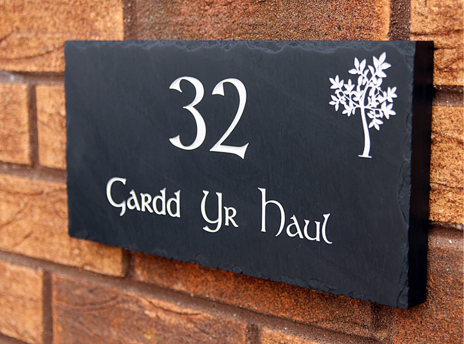 Welsh slate deep engraved polished house sign 150mm x 300mm