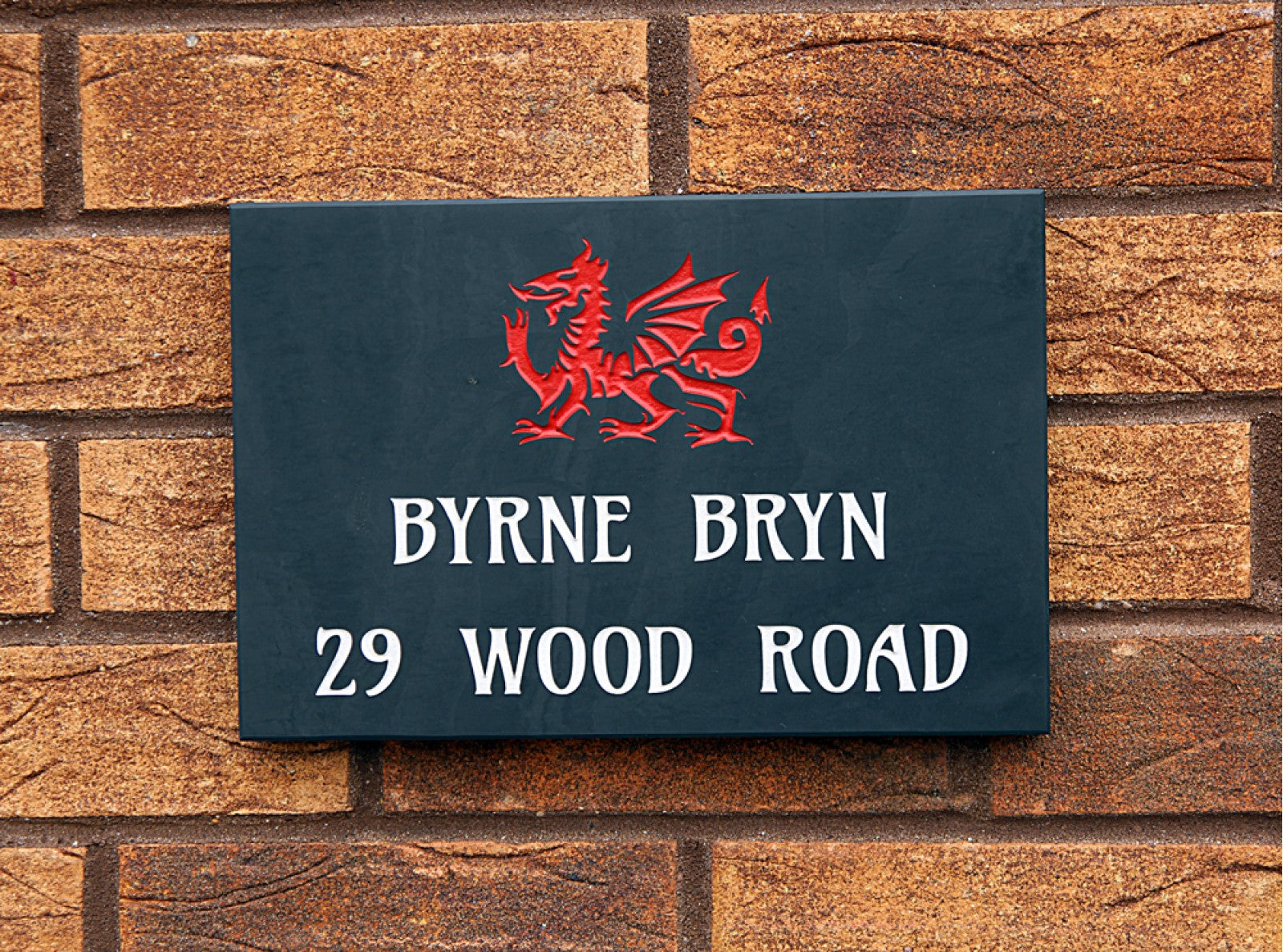 Welsh slate deep engraved polished house sign 200mm x 300mm