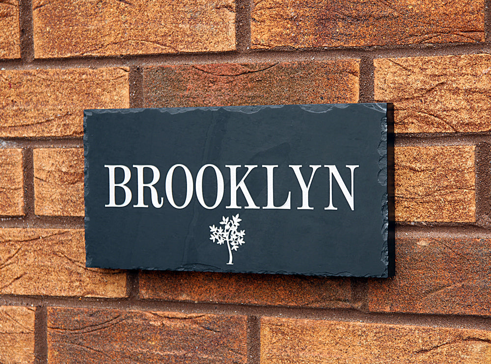 Welsh slate deep engraved polished house sign 150mm x 400mm
