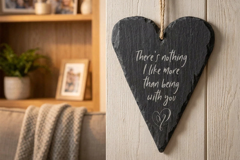 Being With You Welsh Slate Heart Hanging Sign