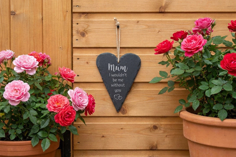 Mum Me Without You Welsh Slate Heart Hanging Sign
