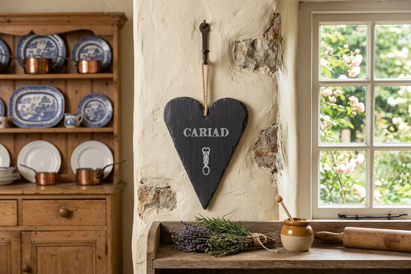 Cariad Large Welsh Slate Heart
