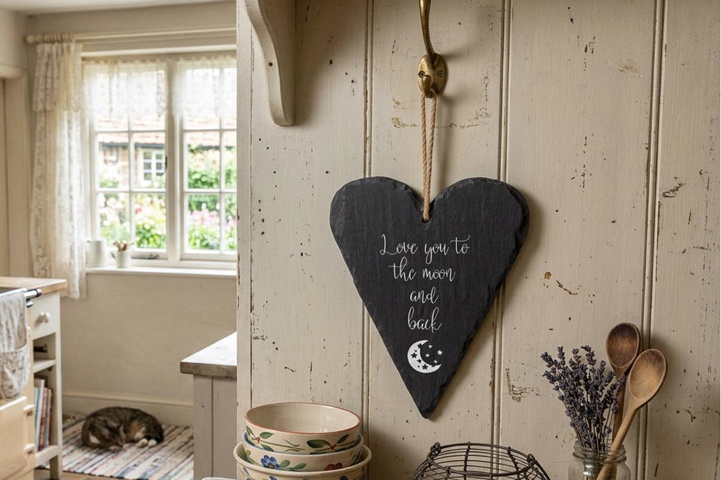 To The Moon & Back Large Slate Heart