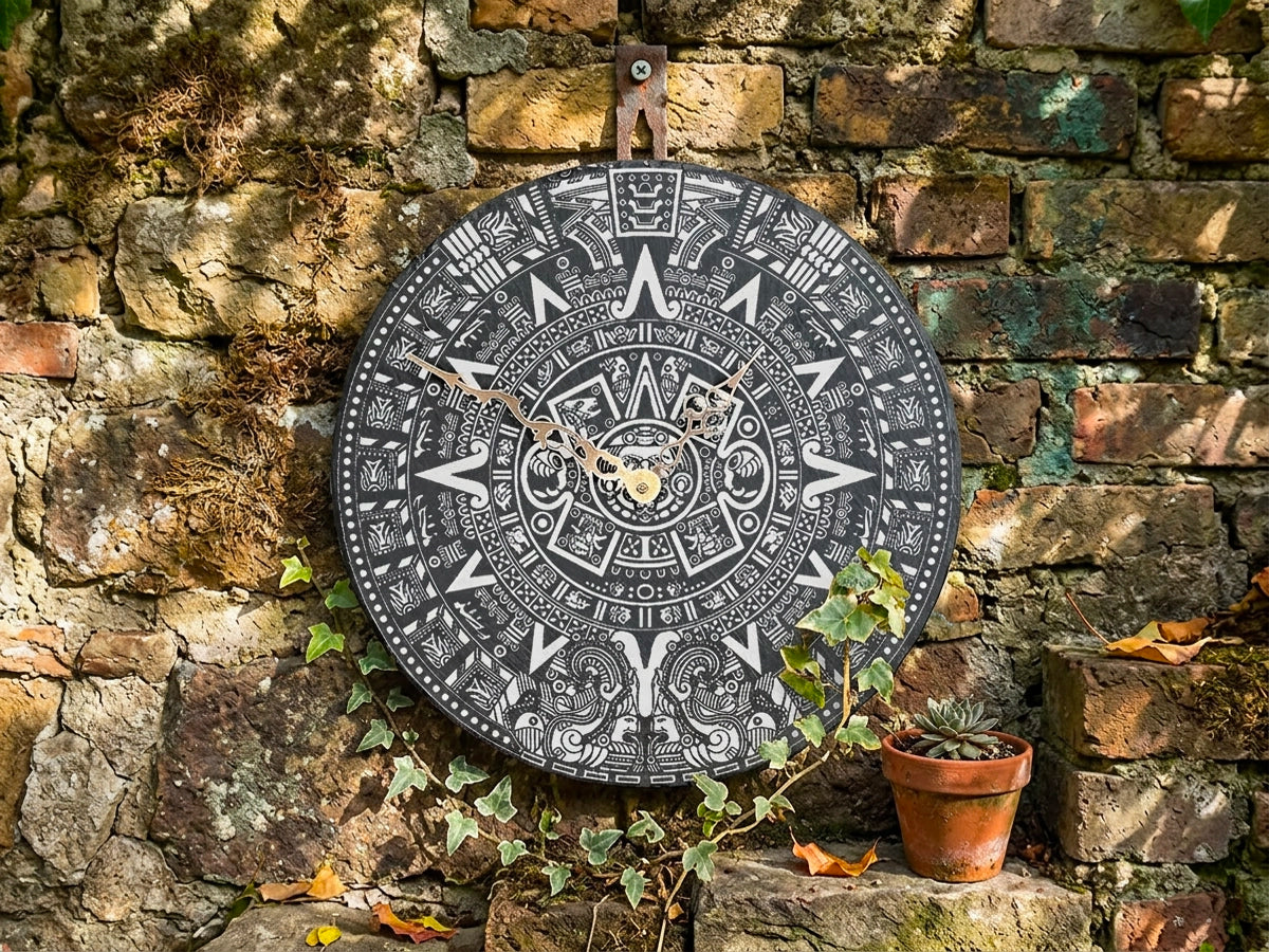 Large Welsh Slate Garden Clock - Aztec