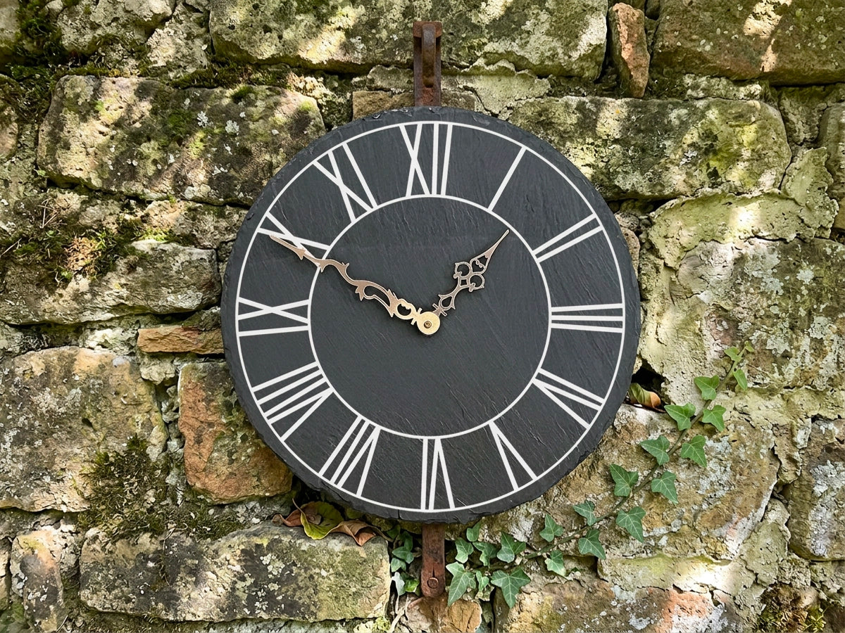 Large Welsh Slate Garden Clock - Roman