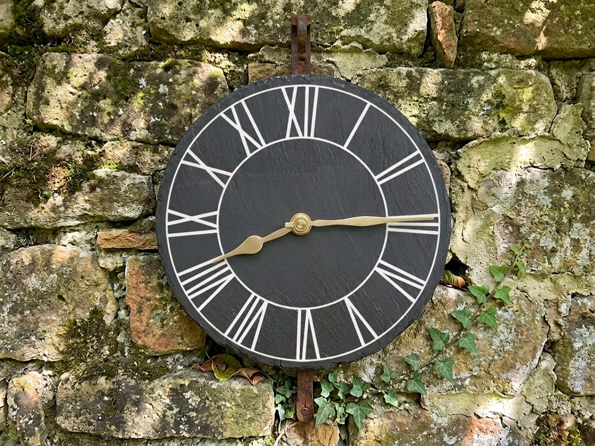 Large Welsh Slate Garden Clock - Roman