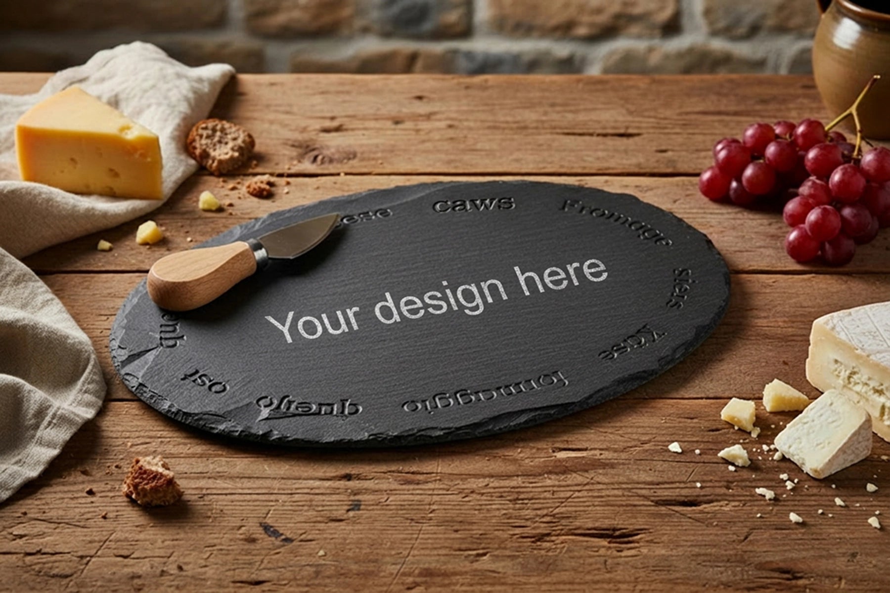 Personalised Welsh slate Oval Cheeseboard - Cheese Names