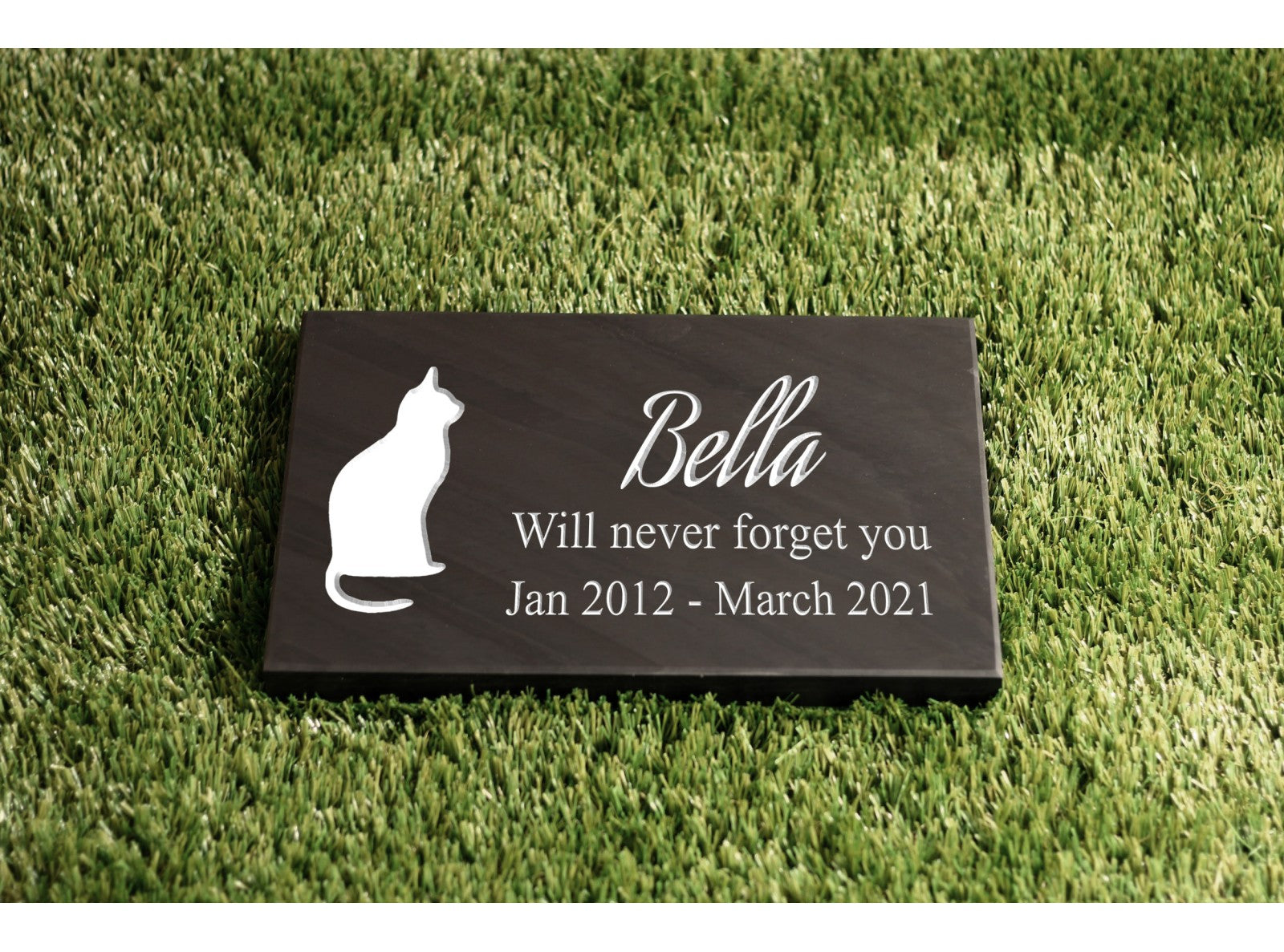 Welsh slate flat pet memorial, 200mm x 300mm