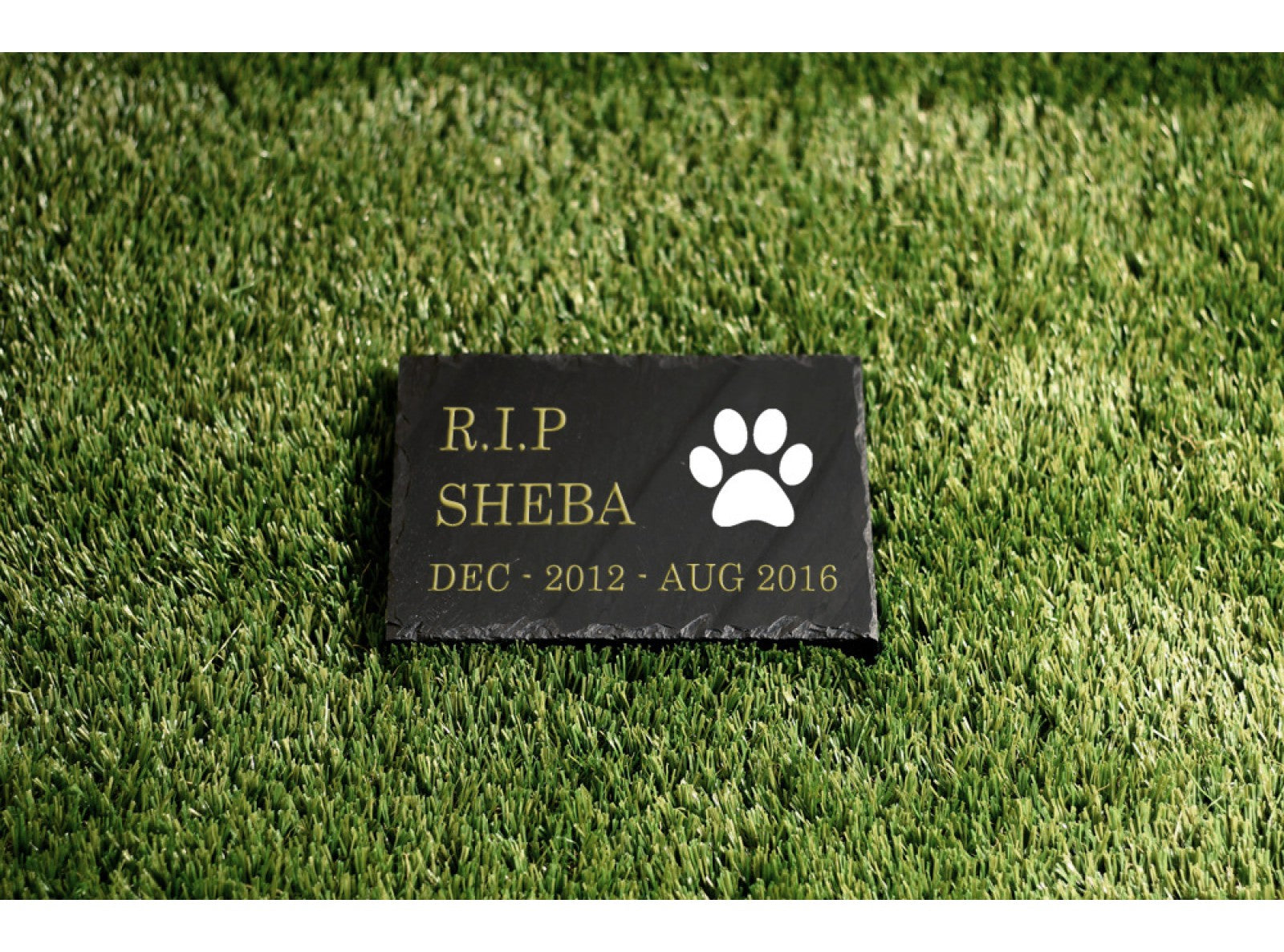 Welsh slate flat pet memorial, 200mm x 150mm