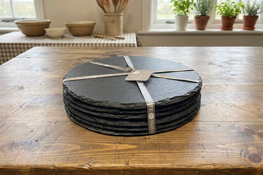 6 x Round Welsh Slate Placemats