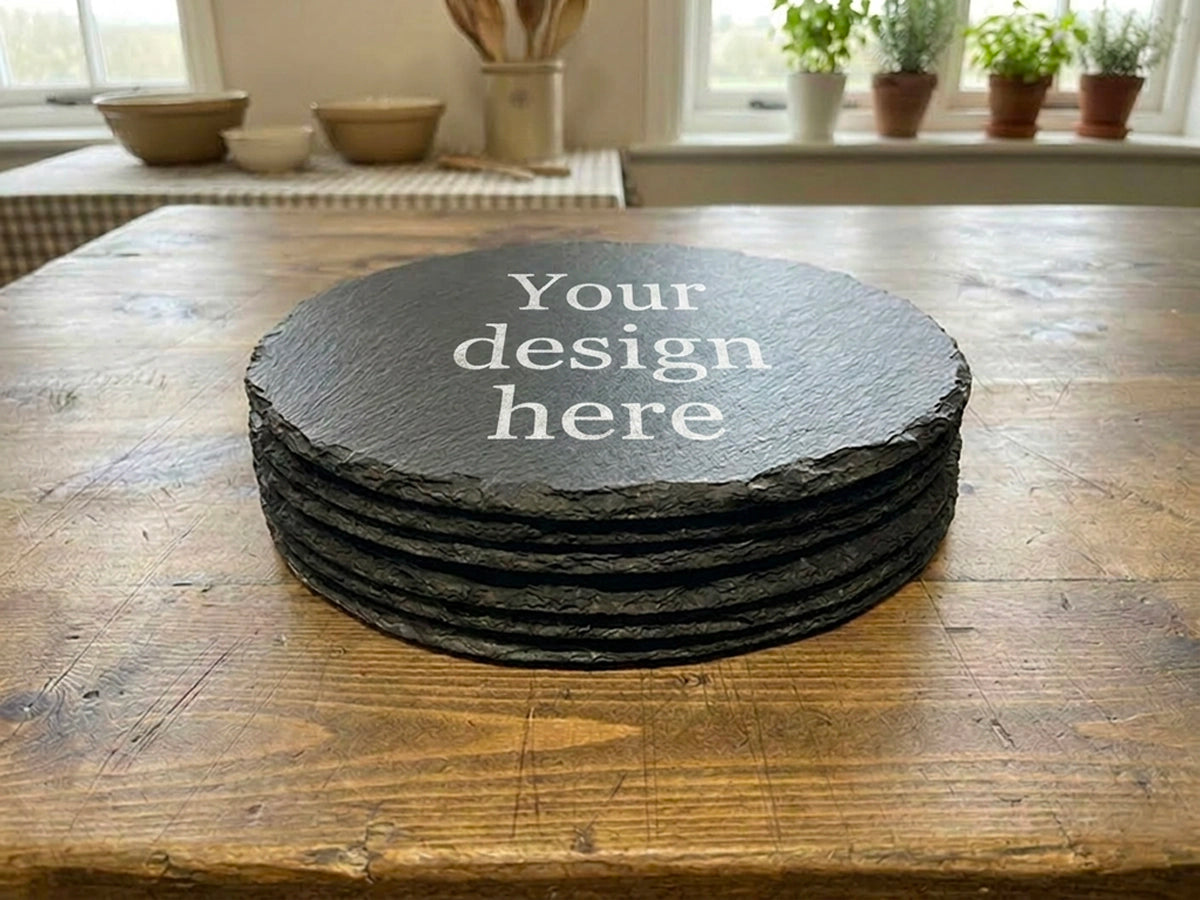 Personalised Round Welsh Slate Placemat - set of 6