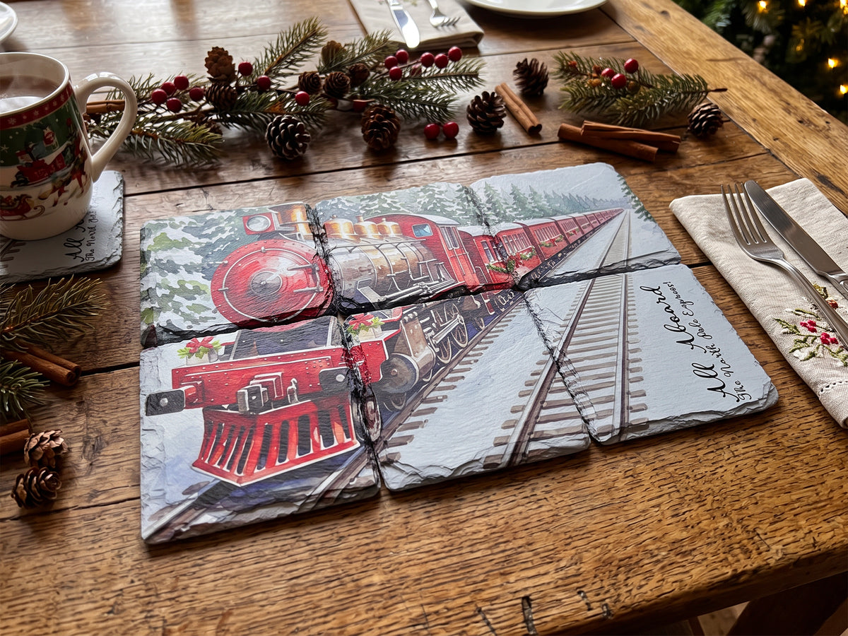 North Pole Express Christmas Coaster Set