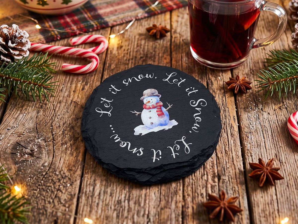 Snowman Welsh Slate Coaster