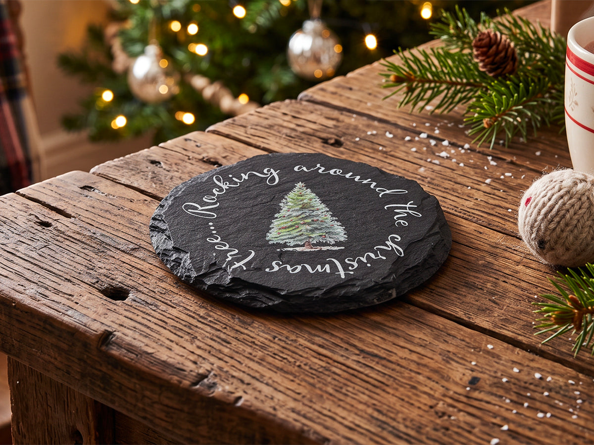 Christmas Tree Welsh Slate Coaster