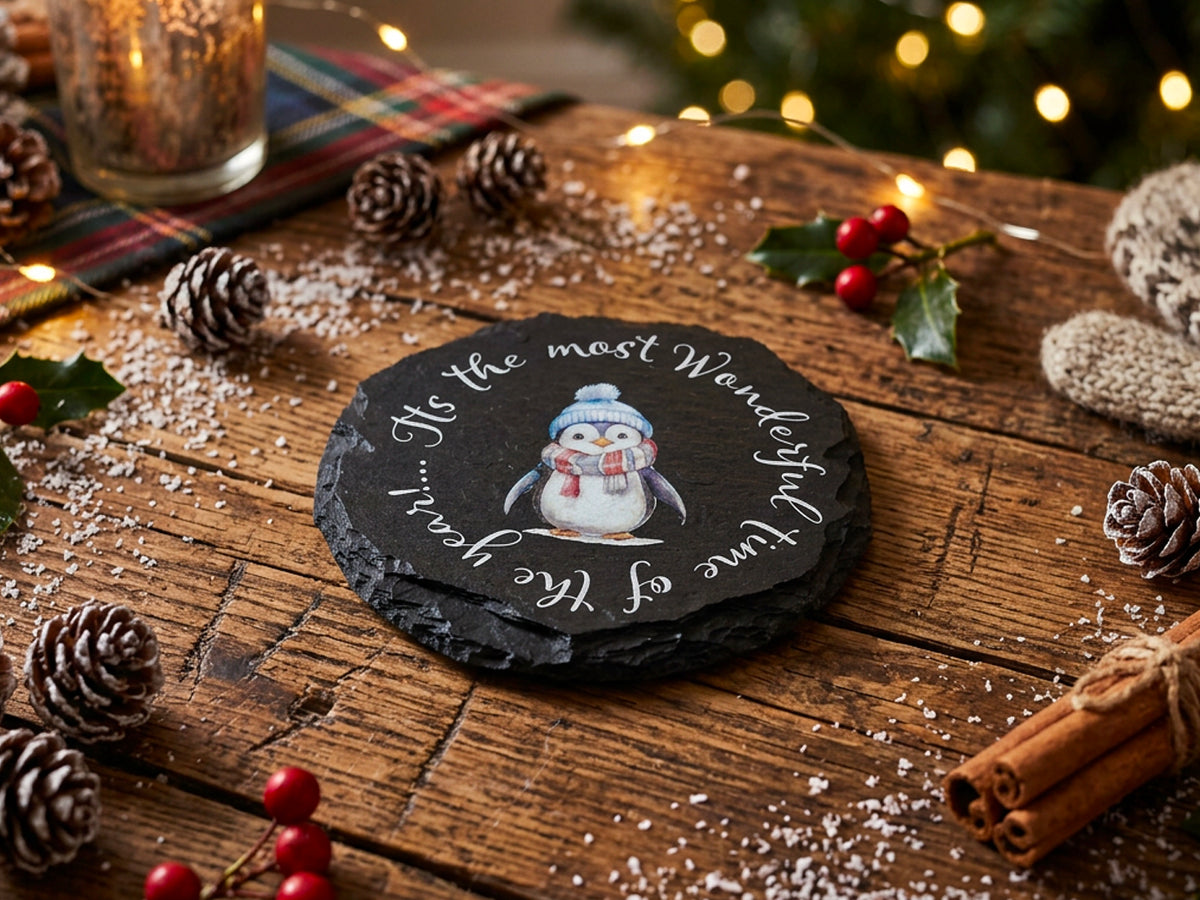 Penguin Welsh Slate Coaster