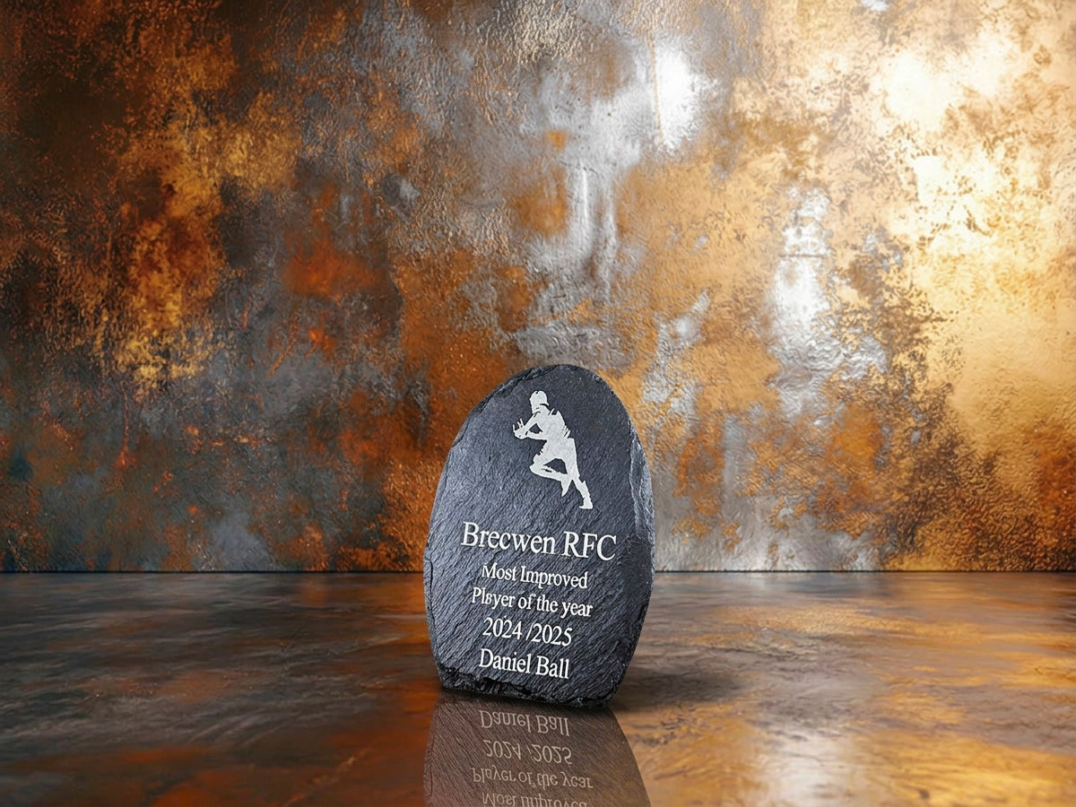 Welsh Slate Rugby trophy Small