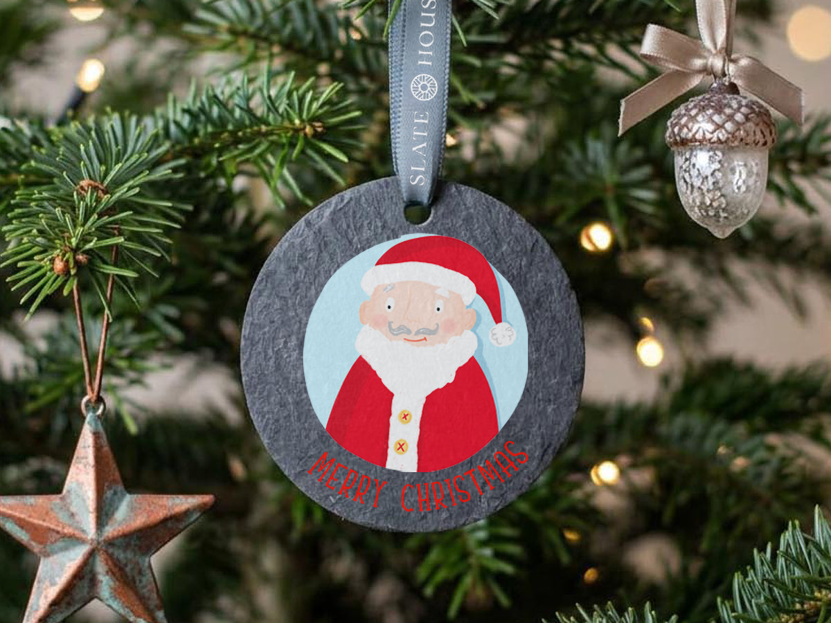 Santa Merry Christmas Welsh Slate Decoration