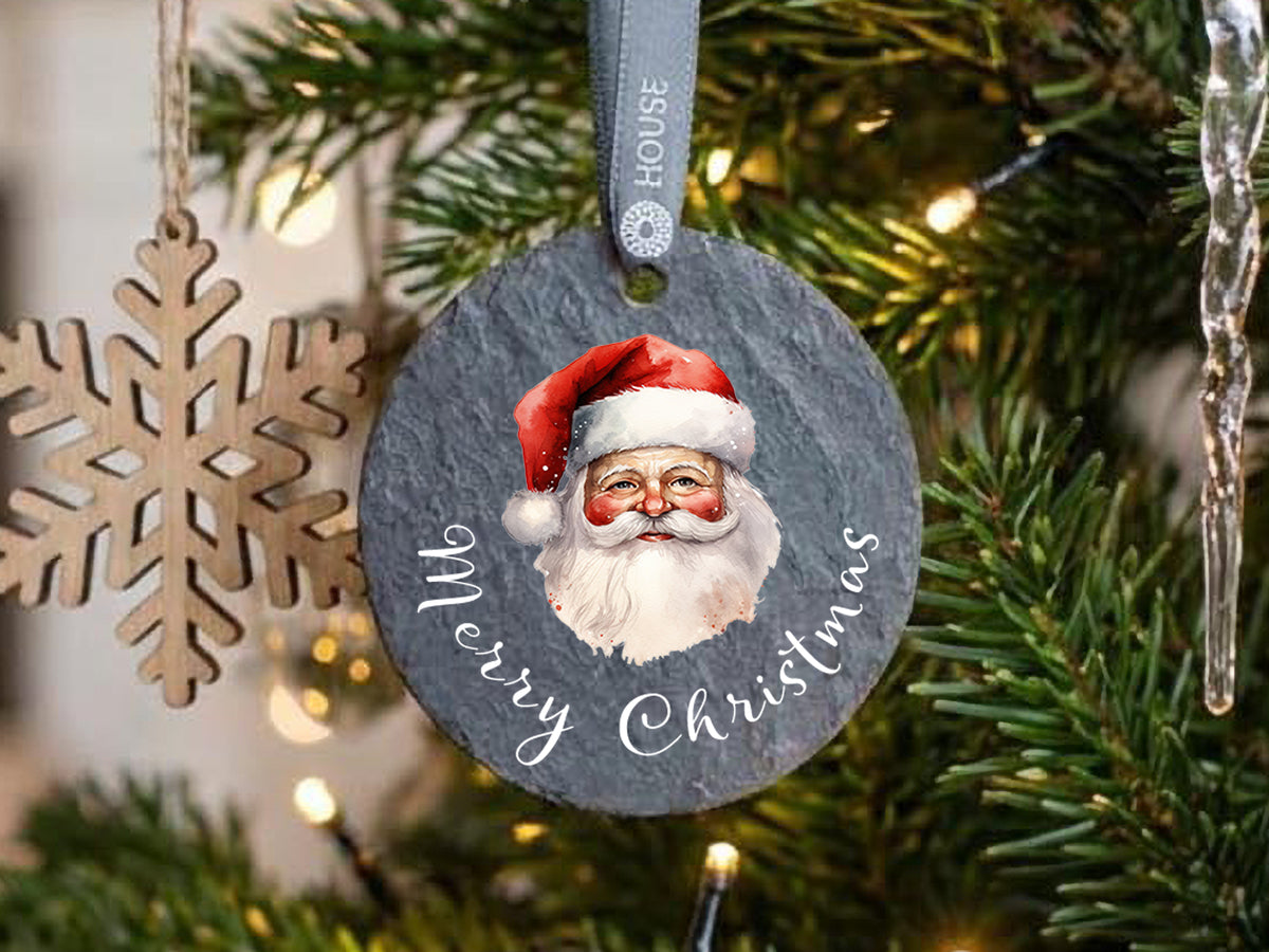 Santa Welsh Slate Tree Decoration