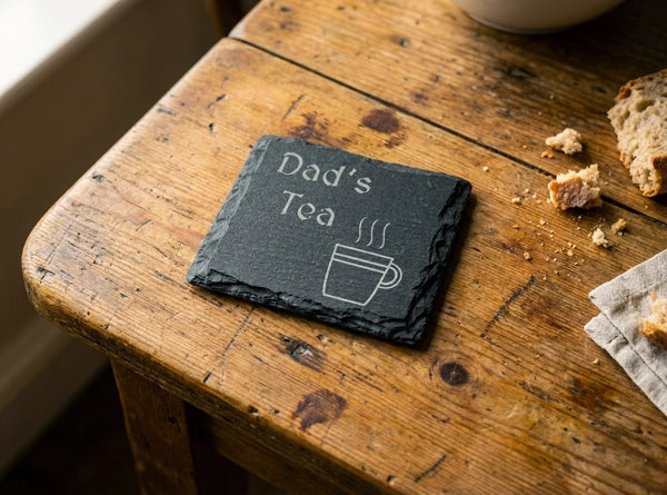 Square Welsh Slate Coaster - 'Dad's Tea'