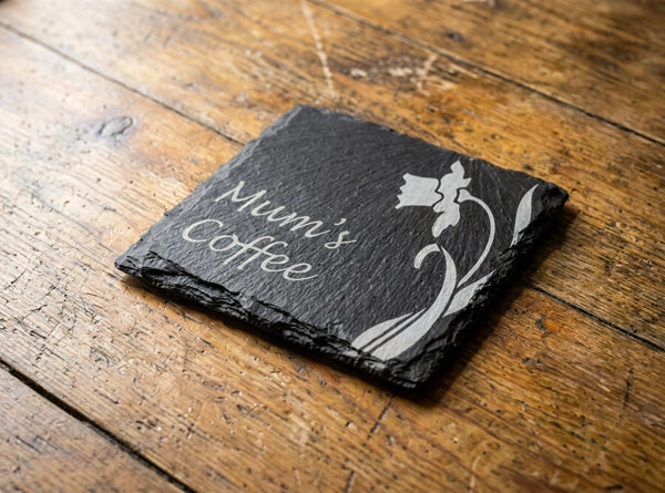 Square Welsh Slate Coaster - 'Mum's Coffee'