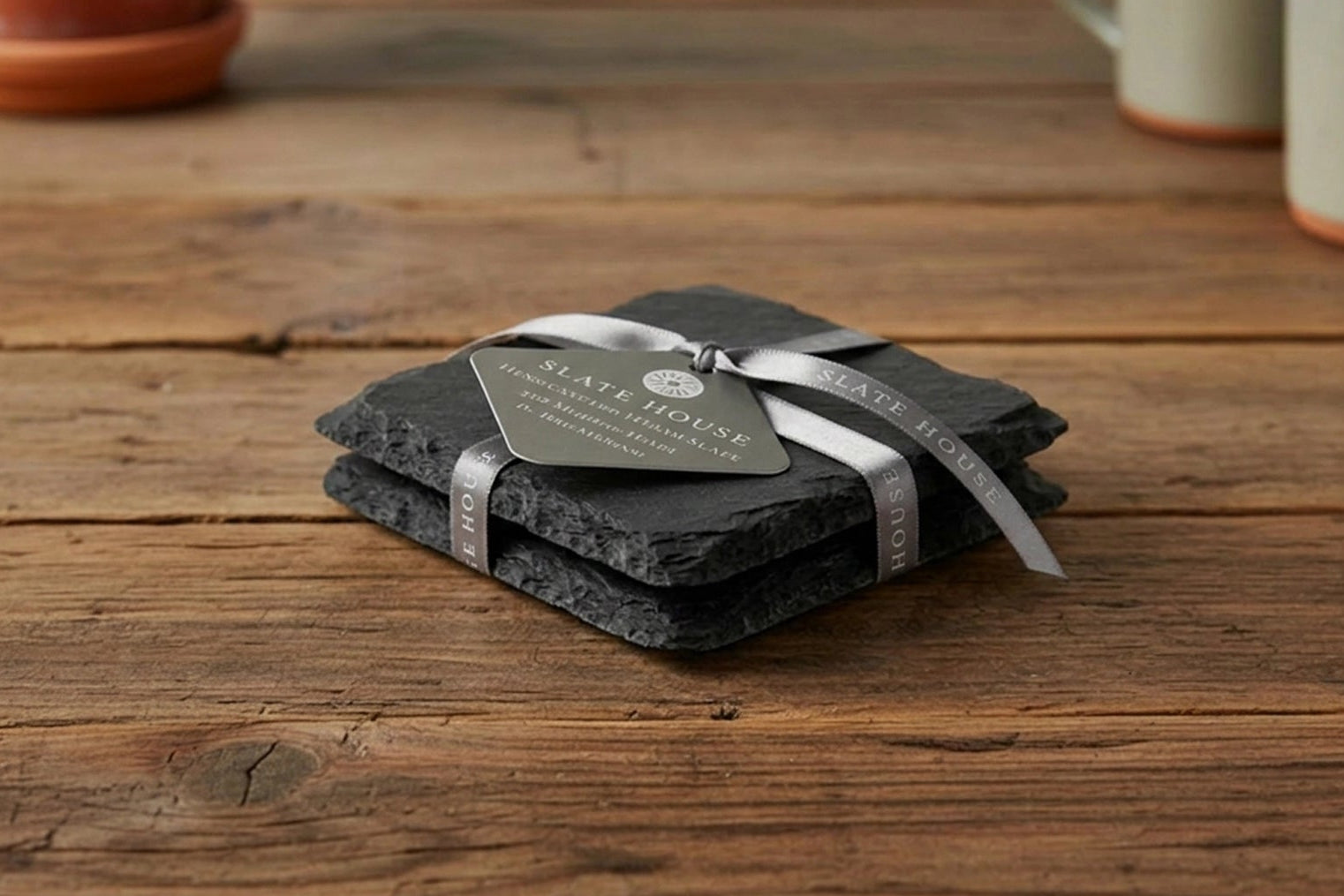 2 x Square Welsh Slate Coasters
