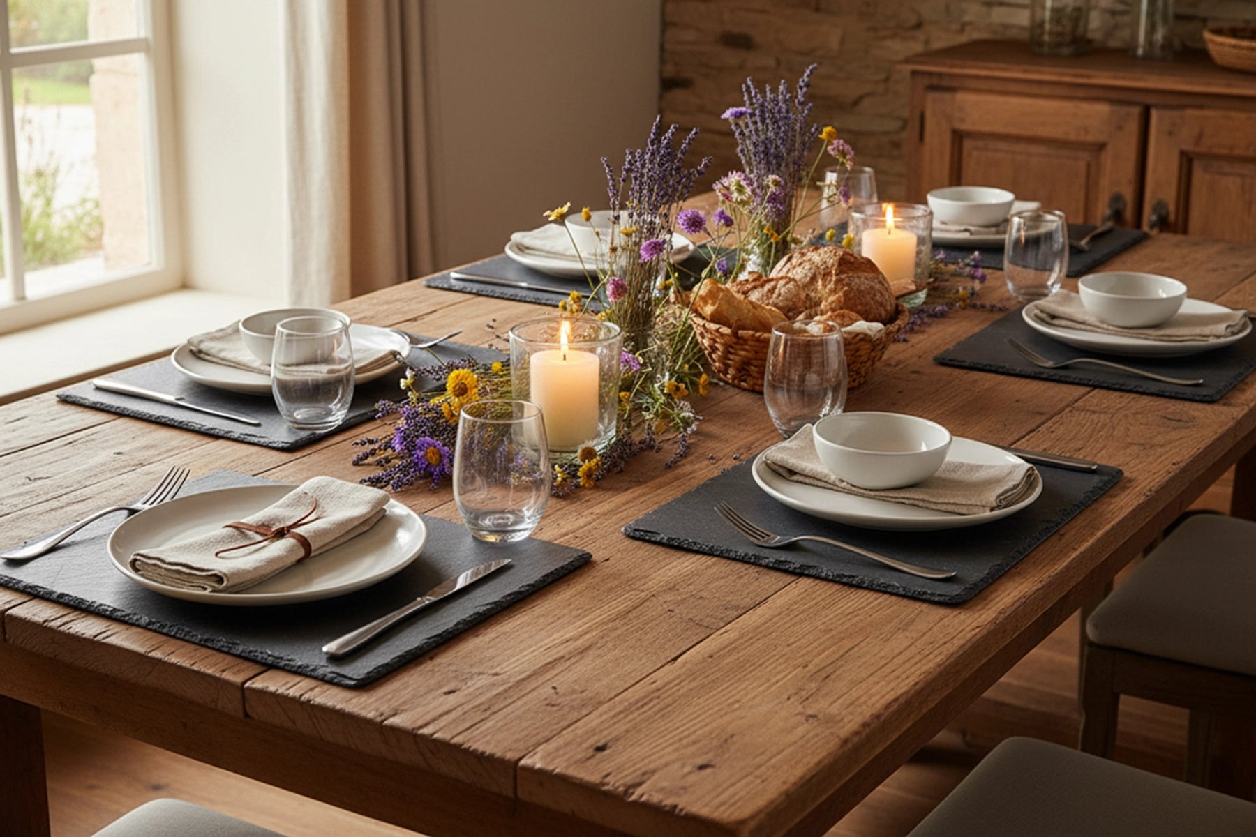6 x Rectangular Welsh Slate Placemats