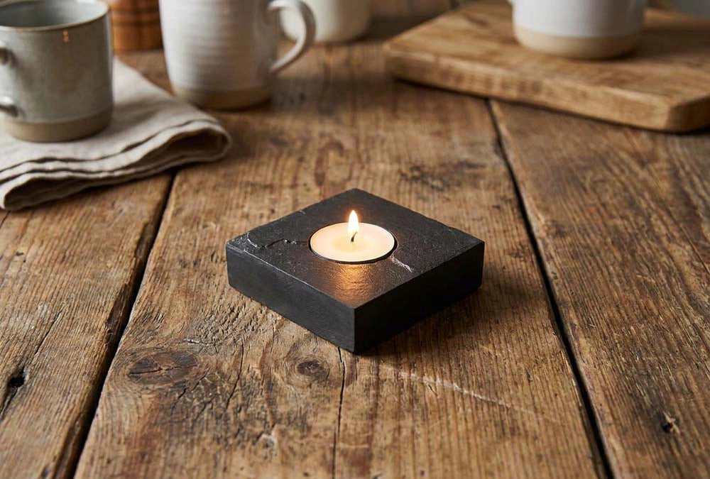Single Square Welsh Slate Tealight Holder
