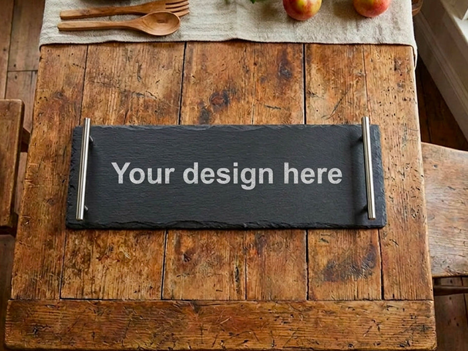 Personalised Welsh Slate Tray - Medium Chrome