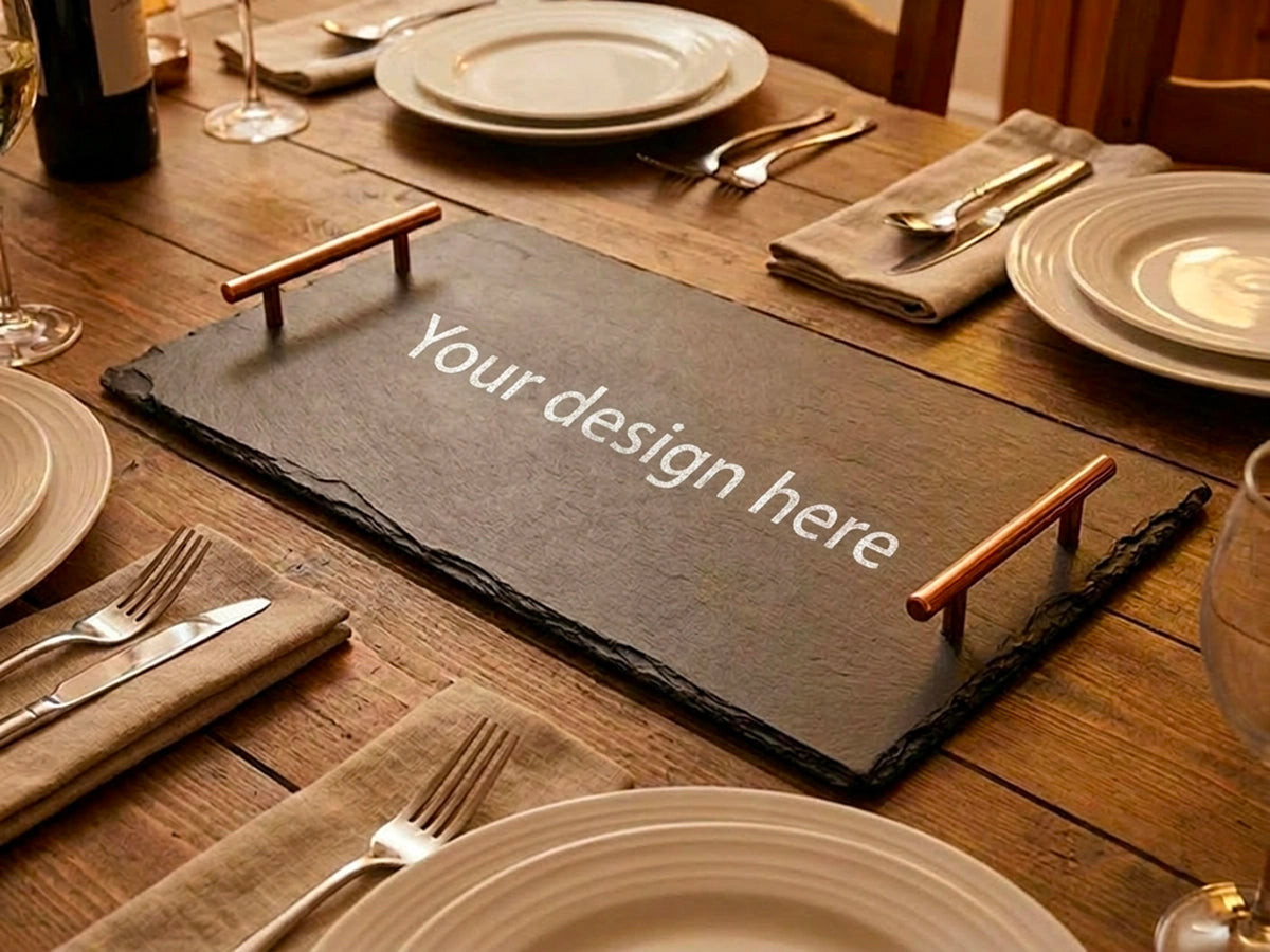 Personalised Welsh Slate Tray - Large Copper