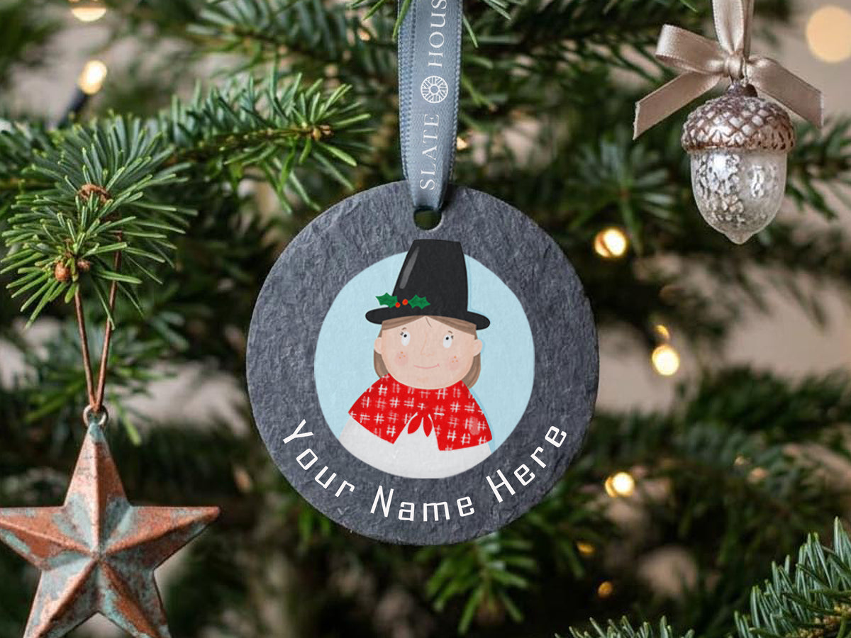 Personalised Welsh Lady Slate Decoration