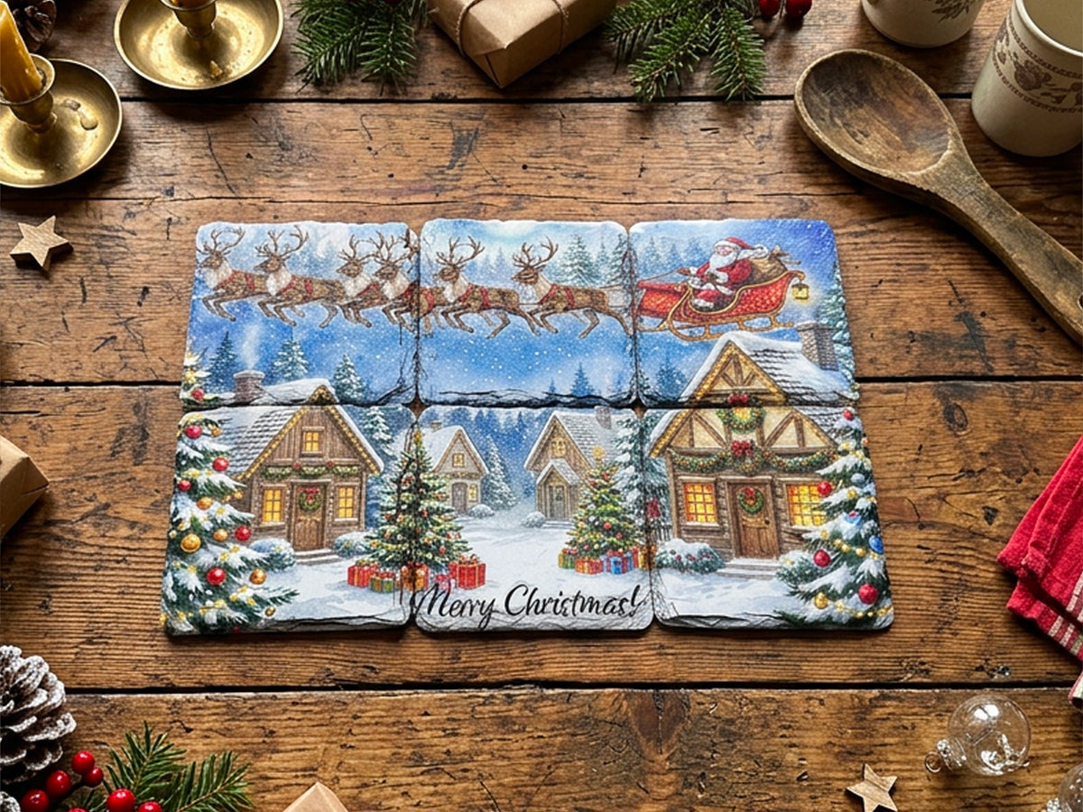 Dashing through the snow Christmas Coaster Set