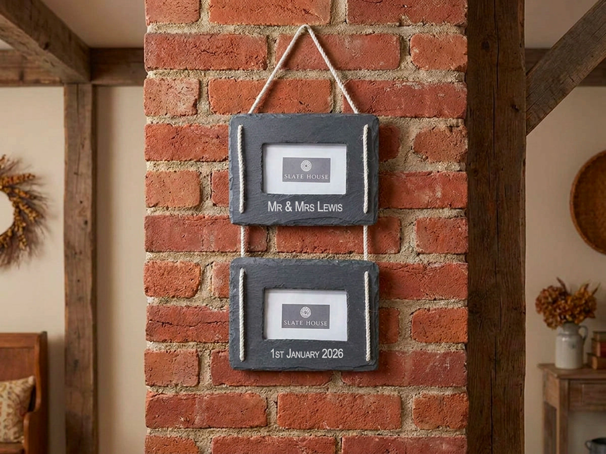 Personalised Double Welsh Slate picture frame 6X4